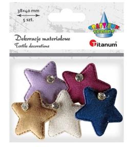 Ozdoba materiałowa Gwiazdki z krysztakiem mix 5szt