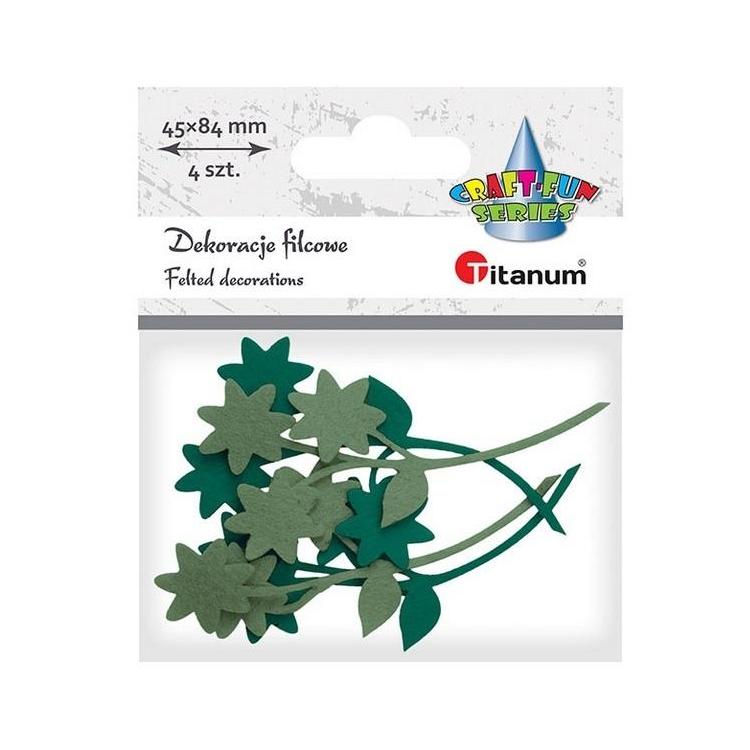 Filcowe kwiatki z gałązką mix 4szt