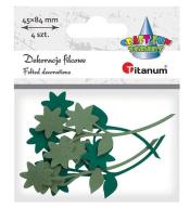 Filcowe kwiatki z gałązką mix 4szt