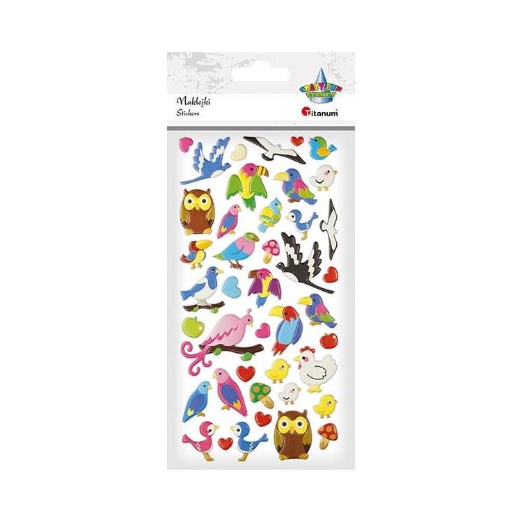 Naklejki wypukłe ptaki, serca 42szt