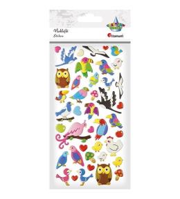 Naklejki wypukłe ptaki, serca 42szt