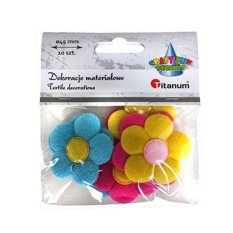 Aplikacje materiałowe kwiaty 45x45mm mix 10szt