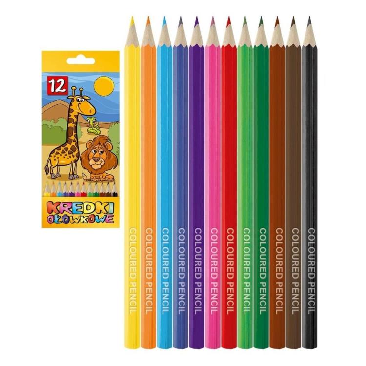 Kredki ołówkowe sześciokątne 12 kolorów