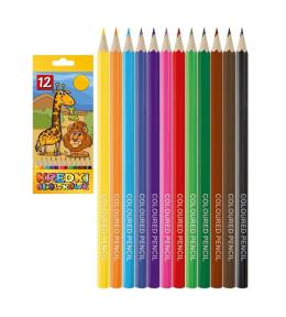 Kredki ołówkowe sześciokątne 12 kolorów