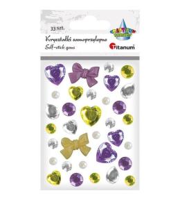 Kryształki samoprzylepne fiolet zielony mix 33szt