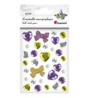 Kryształki samoprzylepne fiolet zielony mix 33szt