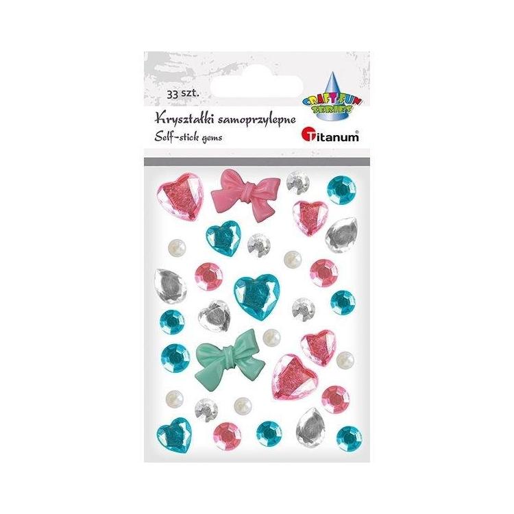 Kryształki samoprzylepne róż niebieski mix 33szt