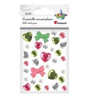 Kryształki samoprzylepne zielony różowy mix 33szt