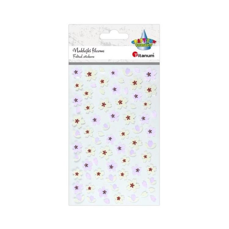 Naklejki filcowe kwiaty biało-czerwone mix 75szt.