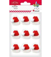 Naklejki papierowe 3D czapki Mikołaja 18szt