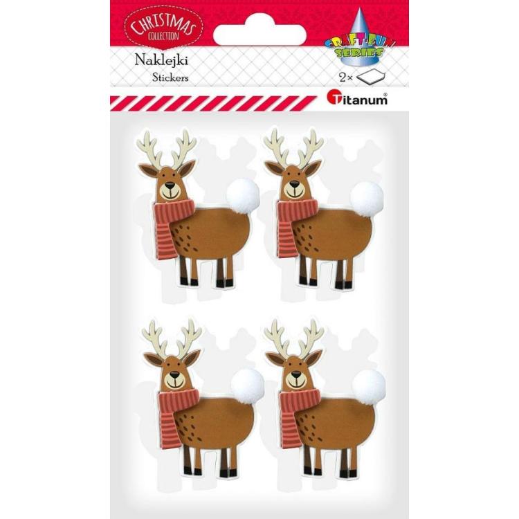 Naklejki papierowe 3D renifery 8szt