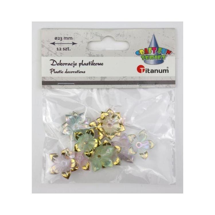 Koraliki plastikowe kwiatki 23mm 12szt