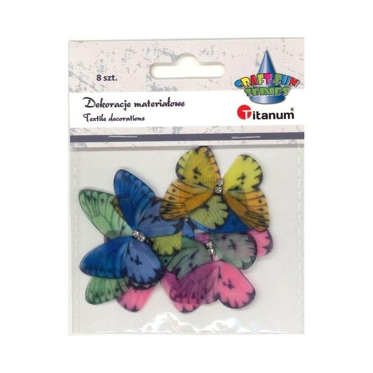 Dekoracje materiałowe motyle 48x36mm 8szt