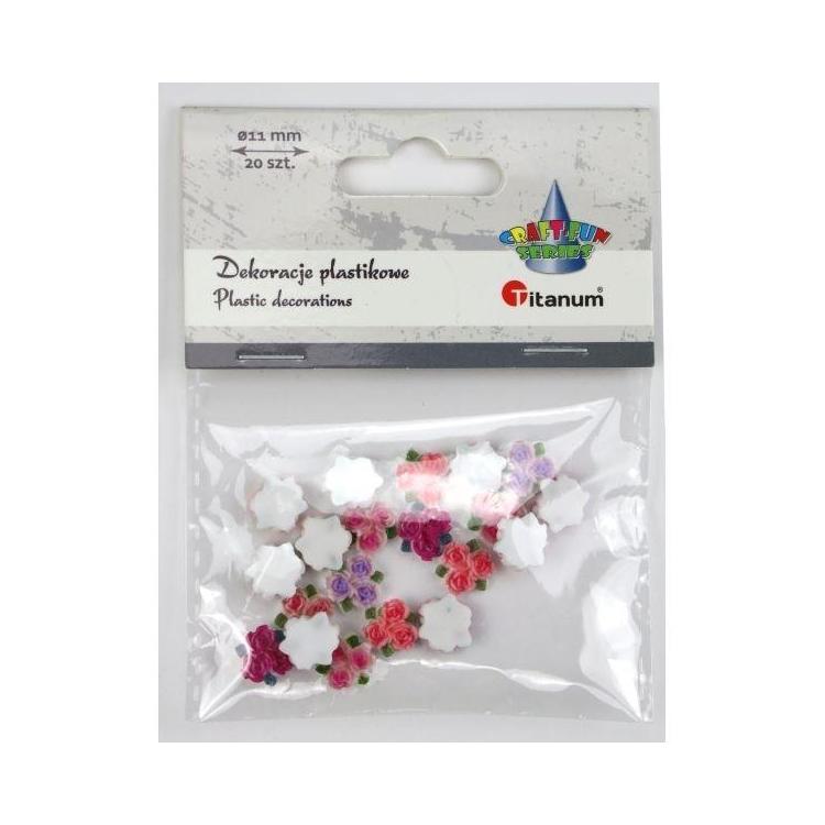 Dekoracje plastikowe róże 11mm 20szt