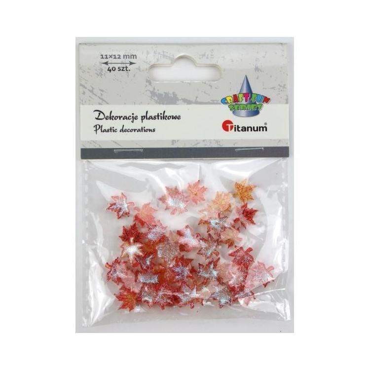 Dekoracje plastikowe liście klonu 11x12mm 40szt