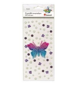 Kryształki samoprzylepne motyl 3D 75x60mm 82szt