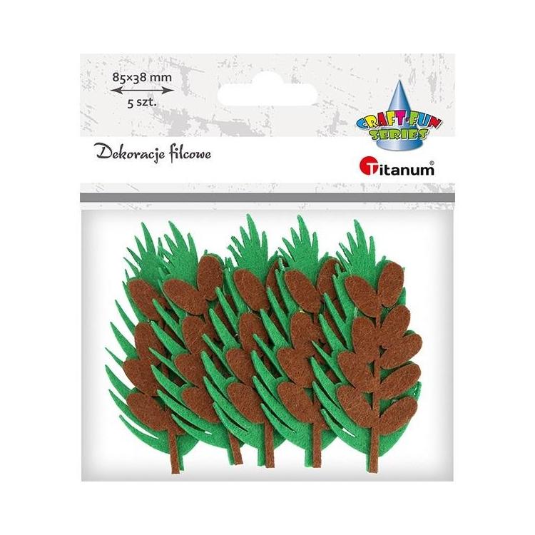 Filcowe liście 3D 38x85mm zielono-brązowe 2szt