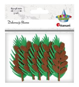 Filcowe liście 3D 38x85mm zielono-brązowe 2szt