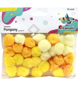 Pompony akrylowe 25mm żółte 30szt