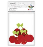 Filcowe czereśnie 3D czerwono-zielone 5szt