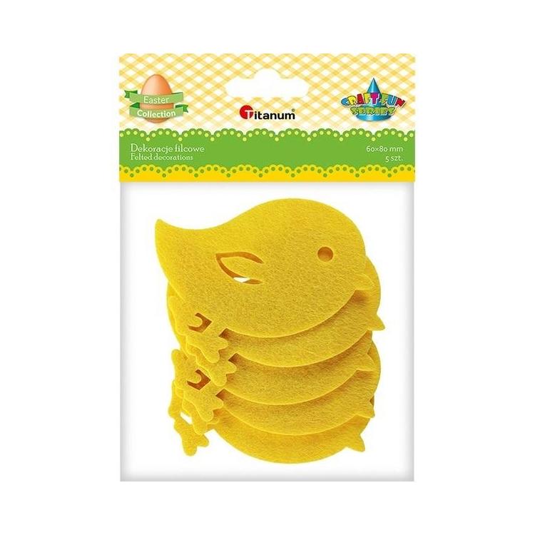 Filcowe kurczaki żółte 85x78mm 5szt