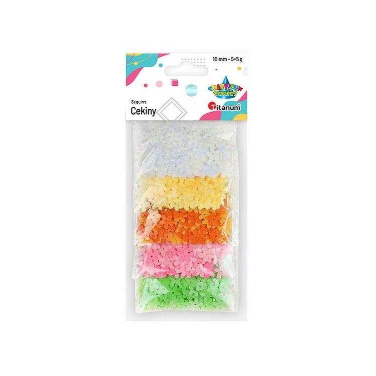 Cekiny 10mm gładkie kwiaty 5 kolorów