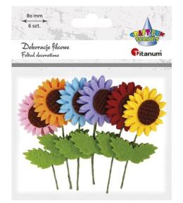 Filcowe słoneczniki na druciku 80mm mix 6szt