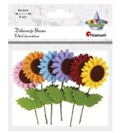 Filcowe słoneczniki na druciku 80mm mix 6szt