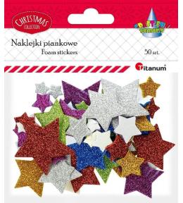 Naklejki piankowe brokatowe gwiazdki mix 50szt.