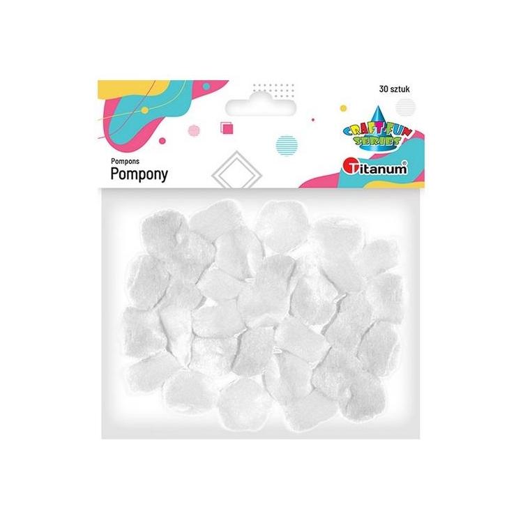 Pompony akrylowe 25mm białe 30szt.