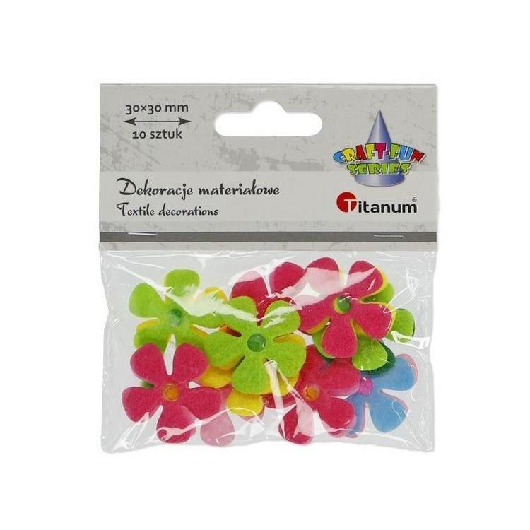 Filcowe kwiatki z pomponem w środku 30mm 10szt