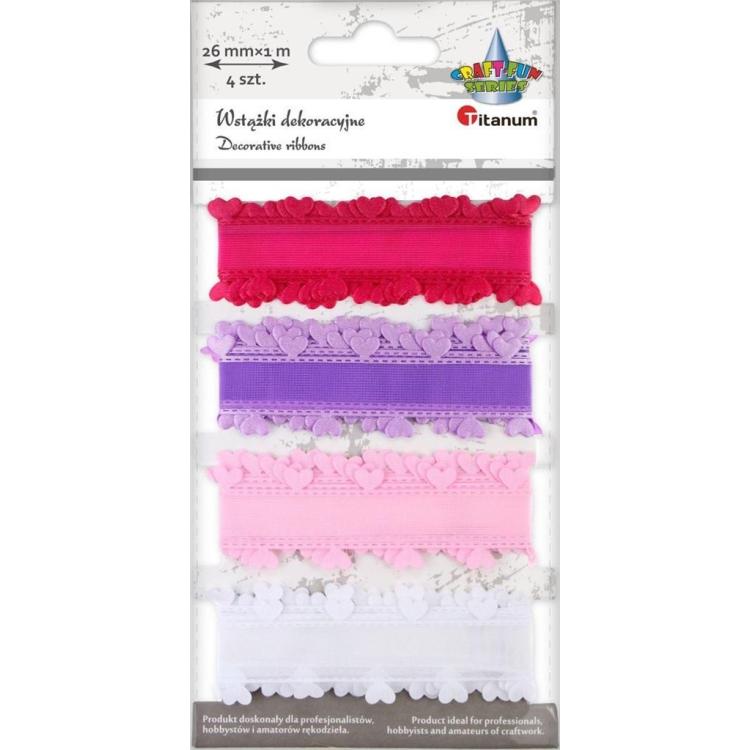 Wstążki satynowe 26mm x1m 4 kolory