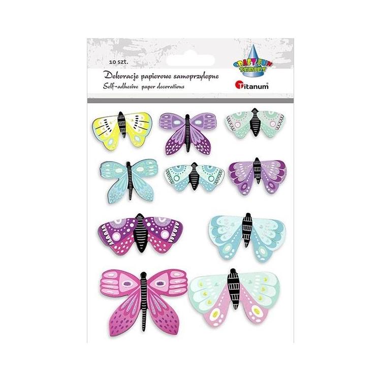 Motyle papierowe samoprzylepne mix 10szt