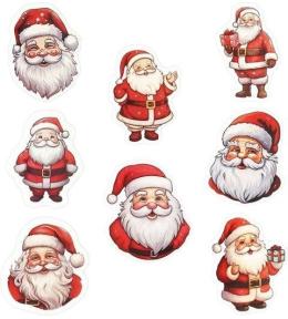 Naklejki papierowe na taśmie Mikołaj 500szt
