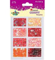 Cekiny 7mm 8 kolorów x 2,5g różowo-czerwone