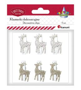 Klamerki drewniane Renifer 6szt