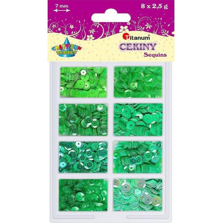 Cekiny 7mm 8 kolorów x 2,5g zielone
