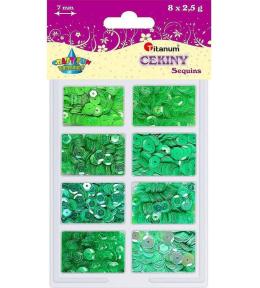 Cekiny 7mm 8 kolorów x 2,5g zielone