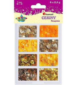 Cekiny 7mm 8 kolorów x 2,5g złote