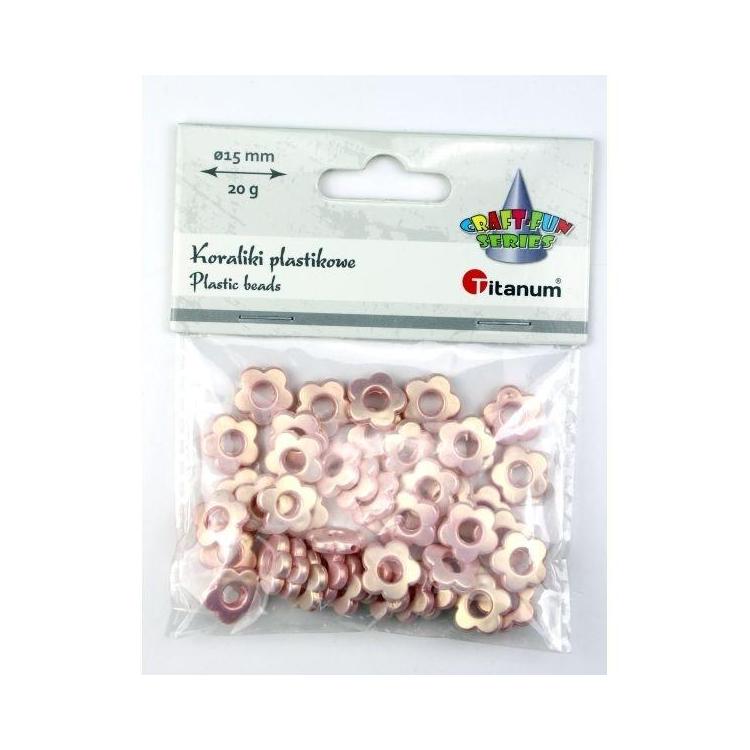 Koraliki plastikowe kwiatki 15mm 20g