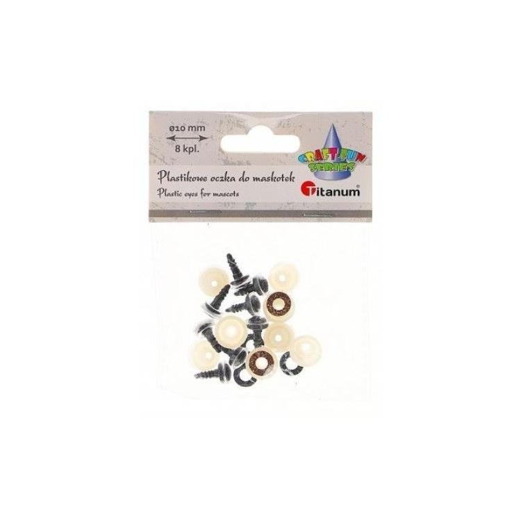 Oczy do maskotek plastikowe 10mm z mocowaniem 8szt