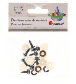 Oczy do maskotek plastikowe 10mm z mocowaniem 8szt
