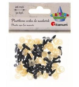 Oczy do maskotek plastikowe 6mm z mocowaniem 50szt