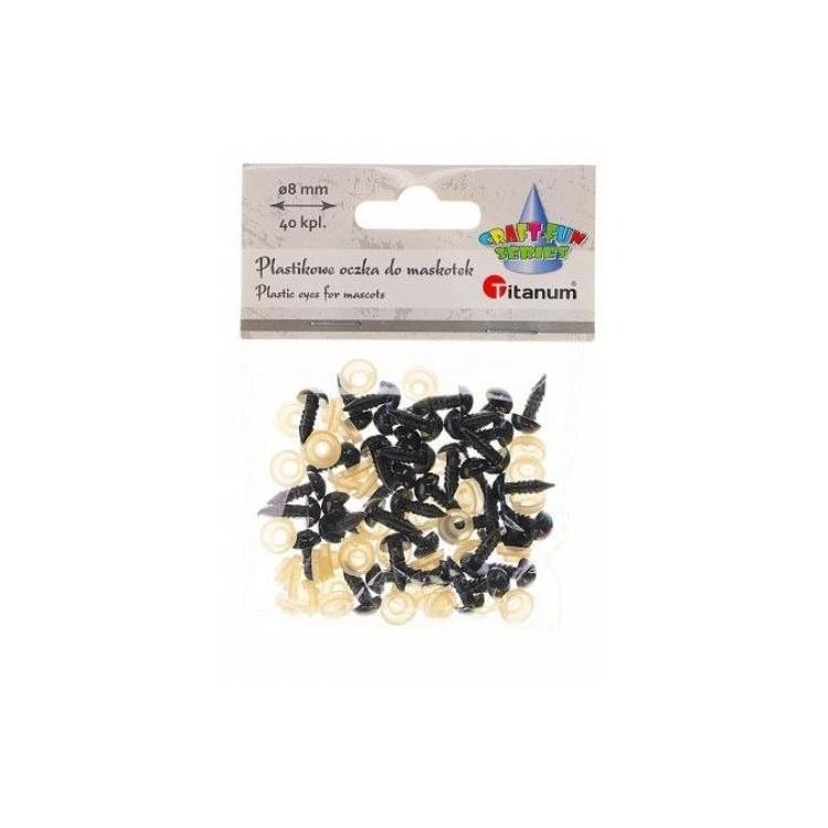 Oczy do maskotek plastikowe 8mm z mocowaniem 50szt