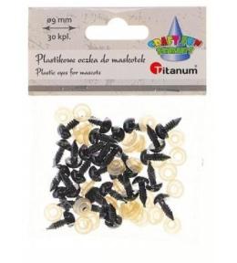 Oczy do maskotek plastikowe 9mm z mocowaniem 30szt