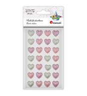 Naklejki plastikowe serca 14x14mm 28szt mix