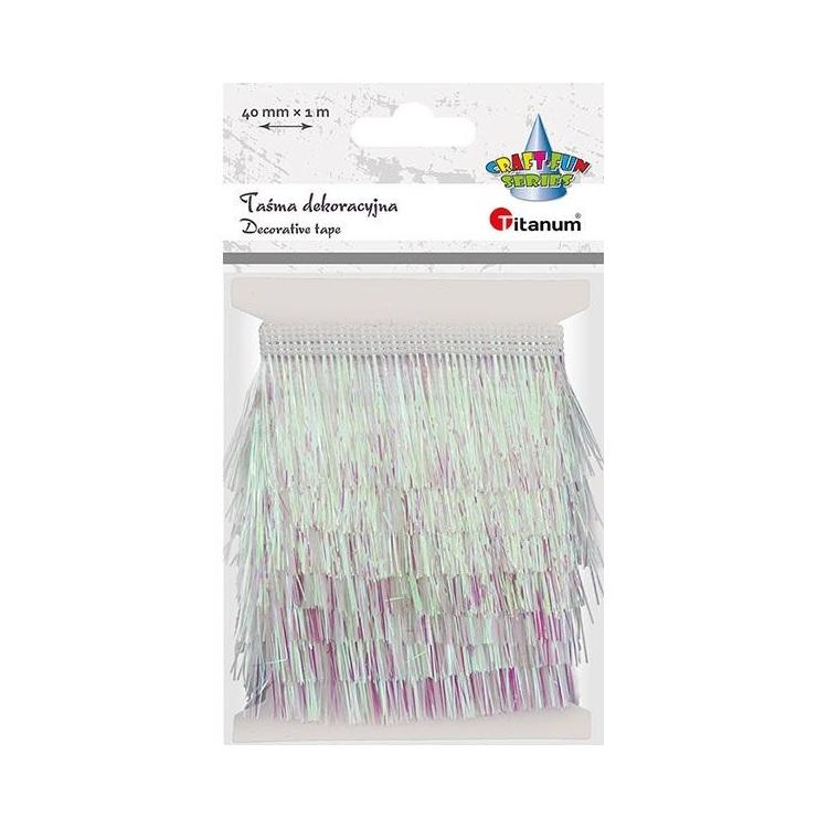 Taśma z frędzlami plastikowymi 40mm 1m biała