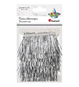 Taśma z frędzlami plastikowymi 40mm 1m srebrna