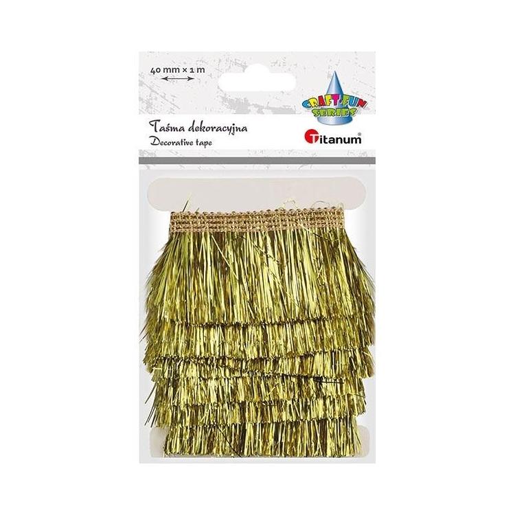 Taśma z frędzlami plastikowymi 40mm 1m złota