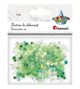 Zestaw perełki cekiny zielone 14g mix